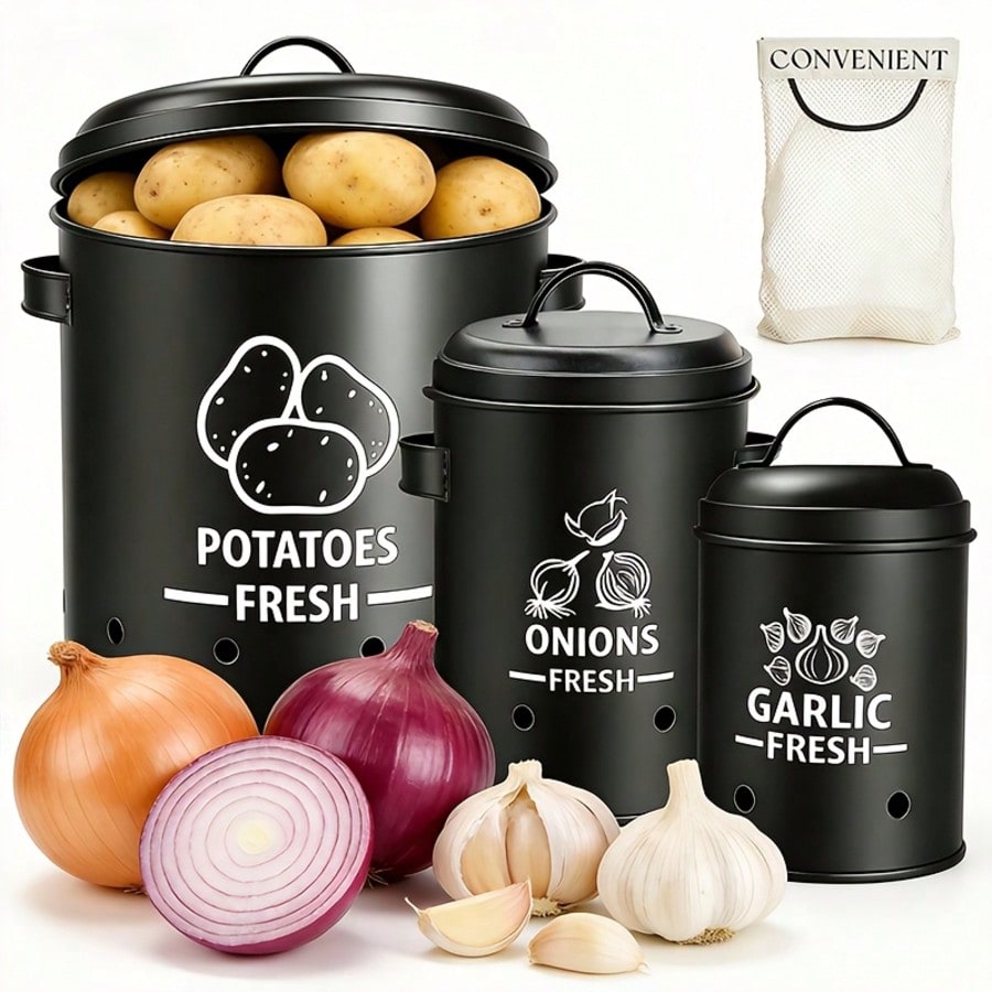 Kitchen Gadgets Organizer - Set Wadah Penyimpanan Kentang, Bawang, dan