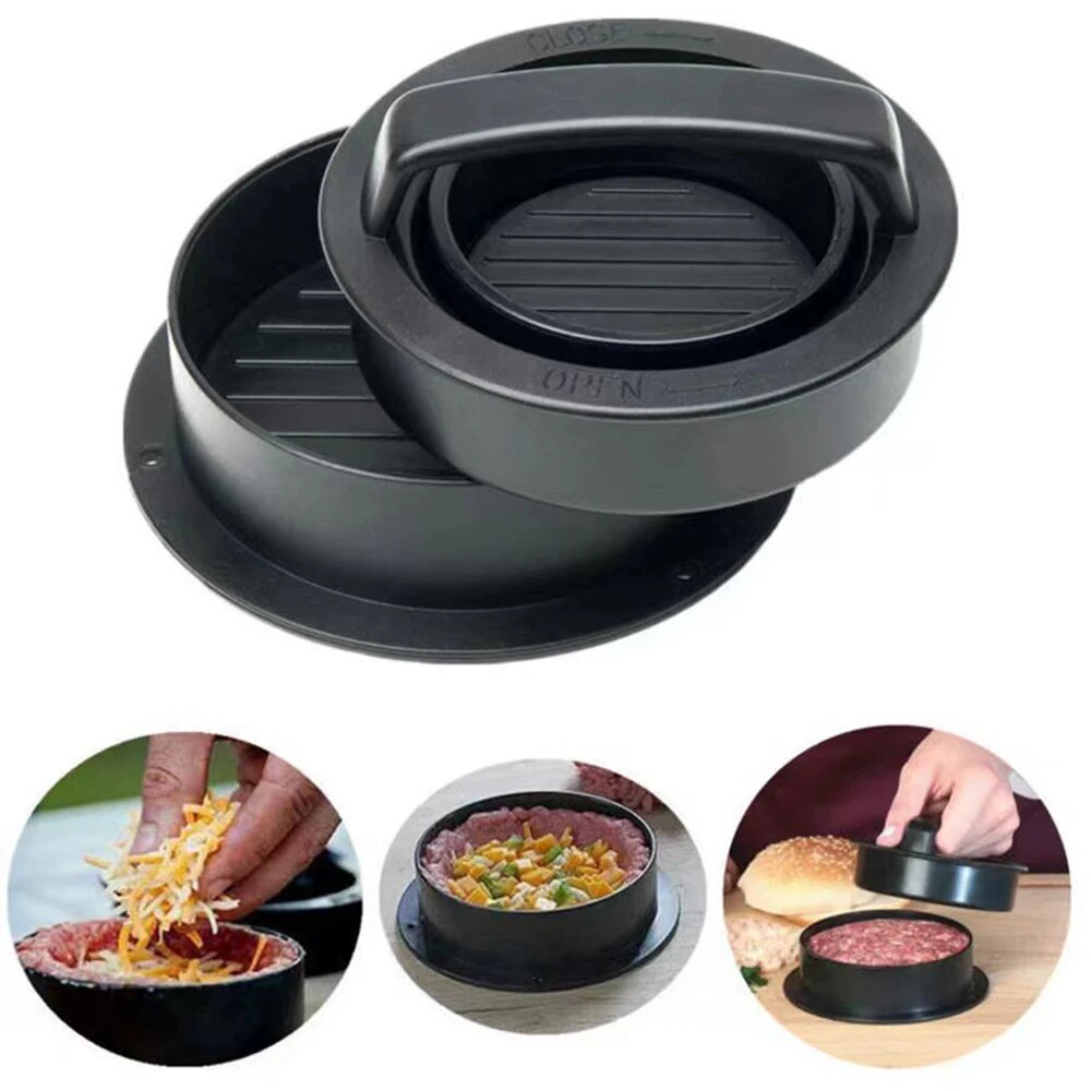 Roti Burger tekan daging bulat - Kitchen Helper Gadgets ulasan dan harga